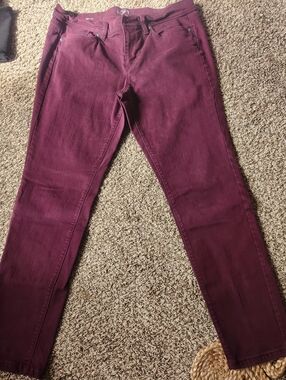 LOFT Slim Straight Pants in Wine